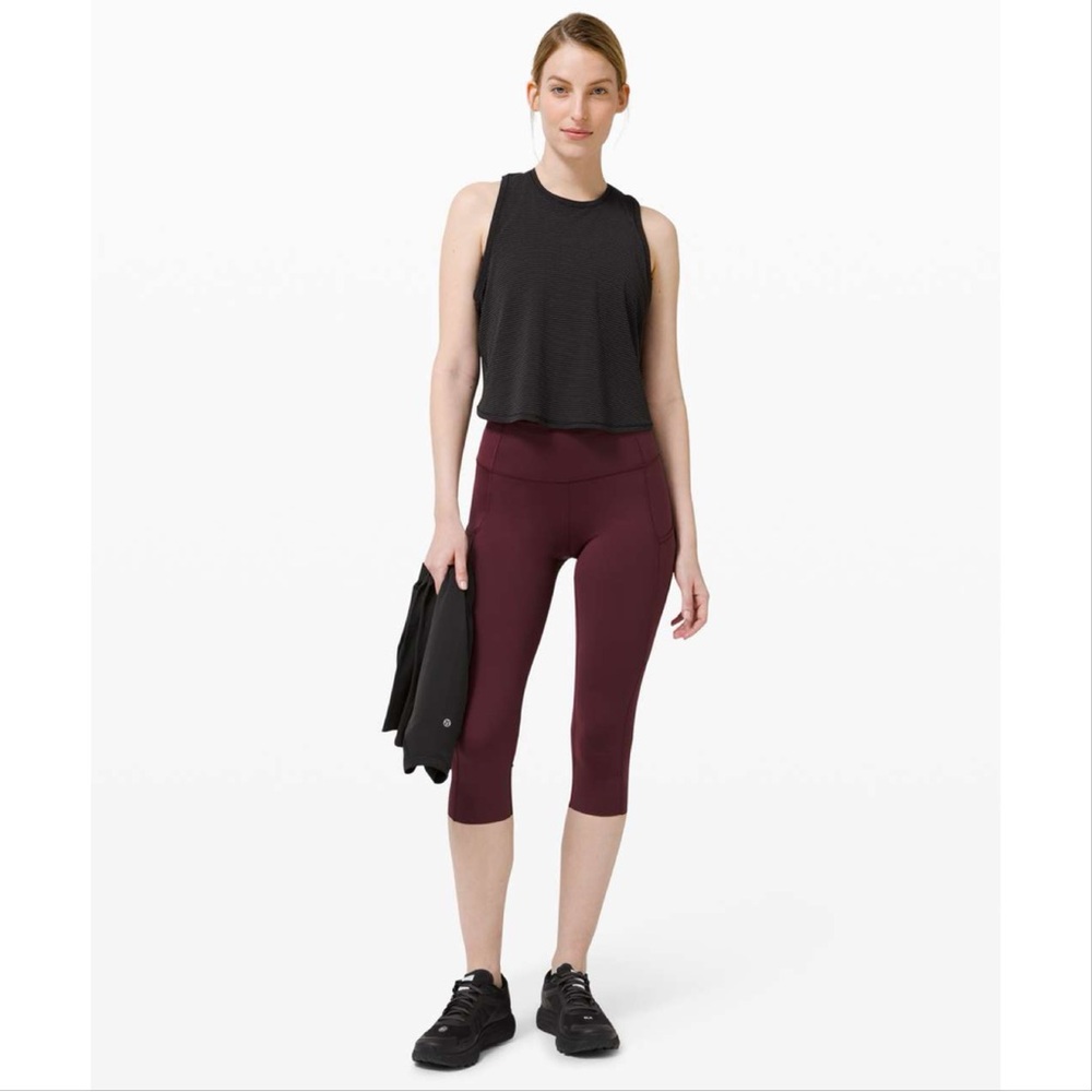Lululemon Fast and Free High-Rise Crop II Non-Reflective in Cassis